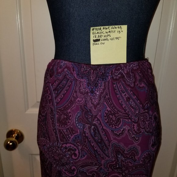 ✅#902 NWT Karen Kane Lifestyle Purple Paisley Skirt - Picture 11 of 16